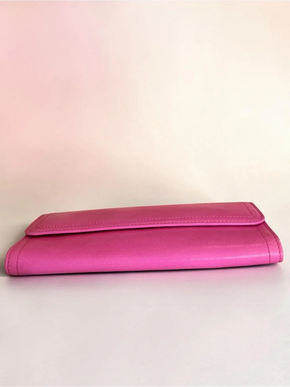 Vintage Monsac Hot Pink Lime Green Leather Tri Fold Wallet Colorblock Y2K Retro